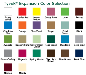 Tyvek Expansion Color Selection